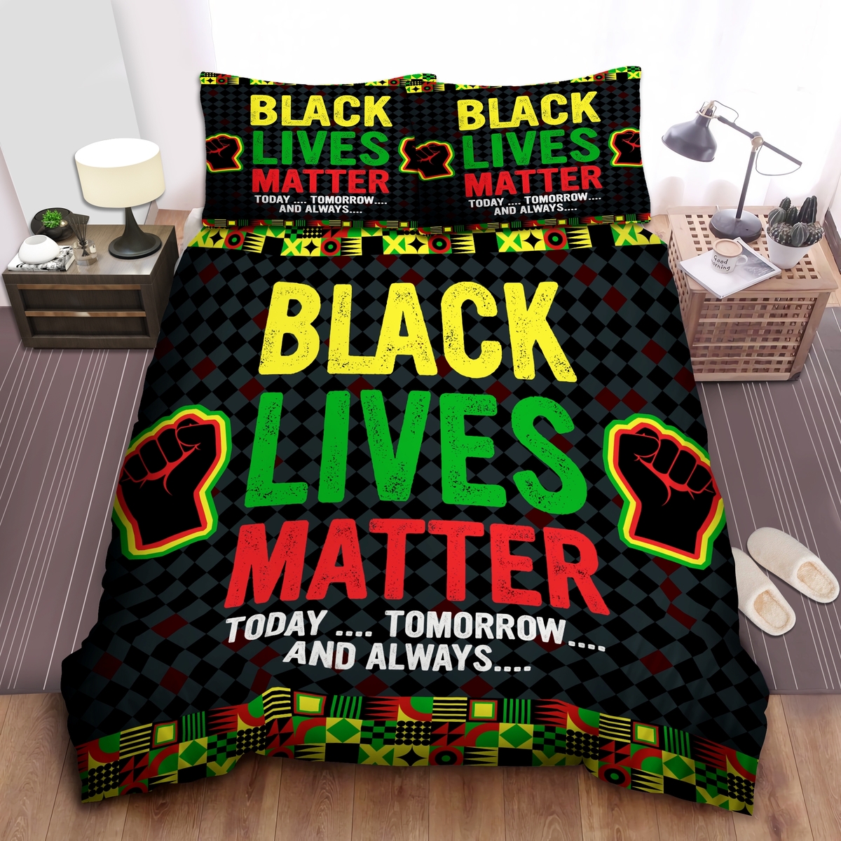 Black Lives Matter Today Tomorrow And Always African Pattern Duvet Cover Bedding Set - Unique Anime Apparel for Fans