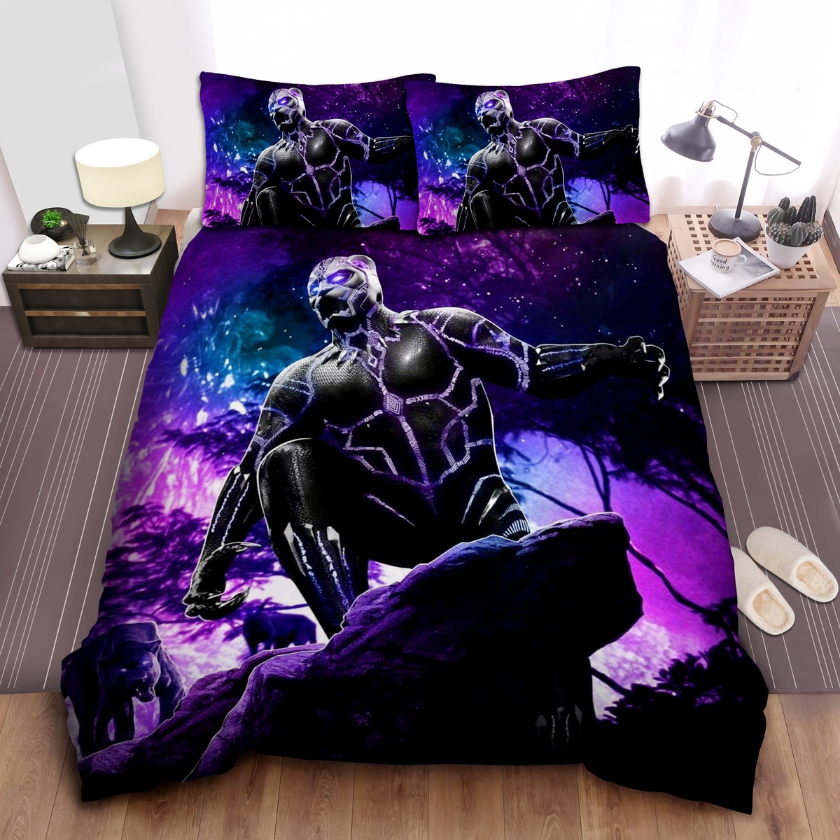 Black Panther & Panthers Bed Sheets Spread Duvet Cover Bedding Set - Unique Anime Apparel for Fans