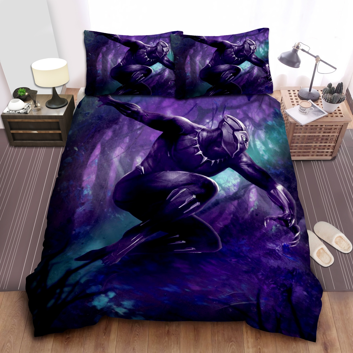 Black Panther In Action Bed Sheets Spread Duvet Cover Bedding Set - Unique Anime Apparel for Fans