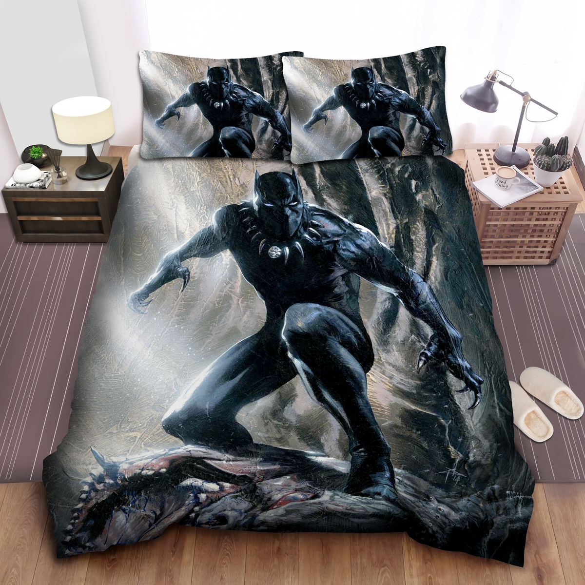 Black Panther In The Cave Bed Sheets Spread Duvet Cover Bedding Set - Unique Anime Apparel for Fans