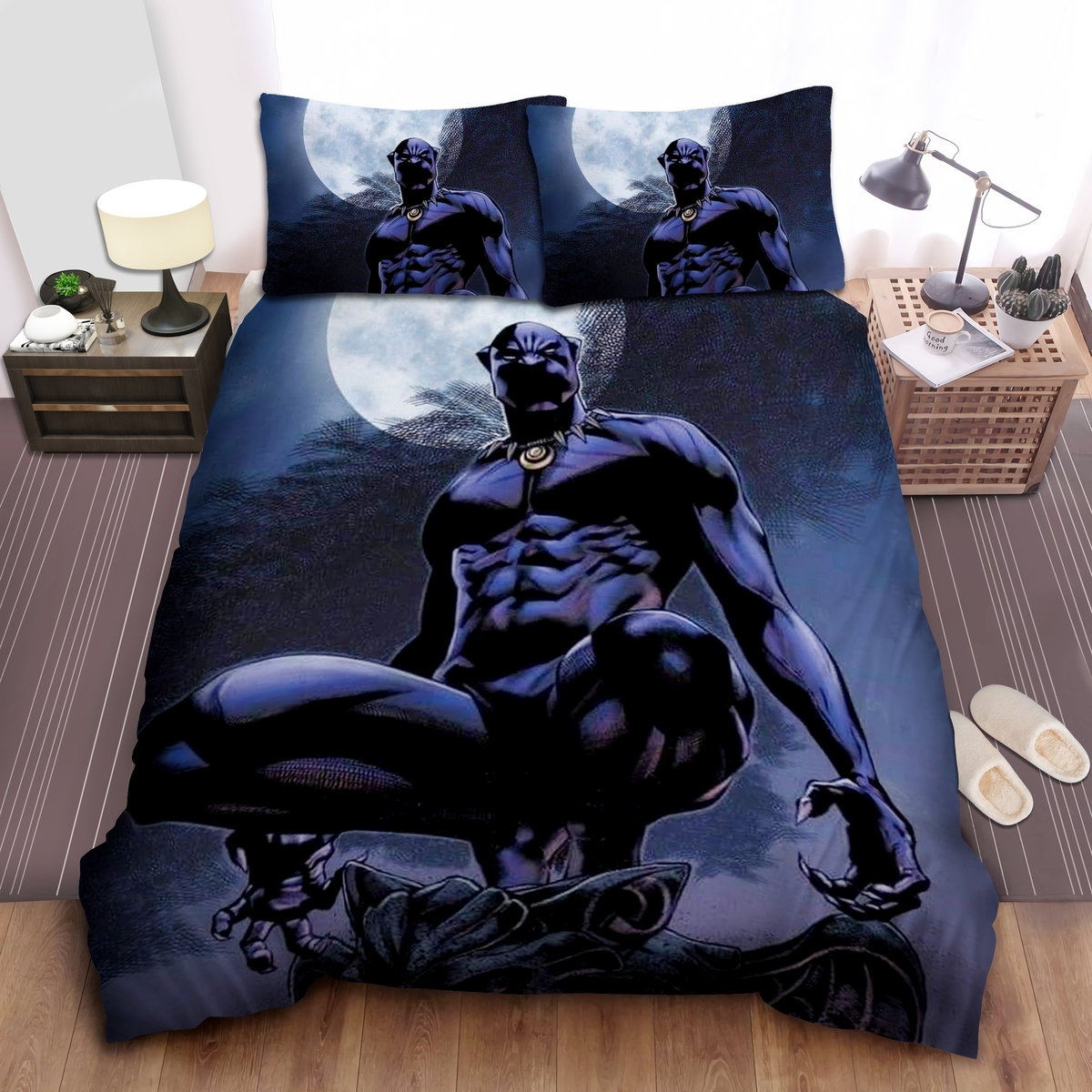 Black Panther Under The Moon Bed Sheets Spread Duvet Cover Bedding Set - Unique Anime Apparel for Fans