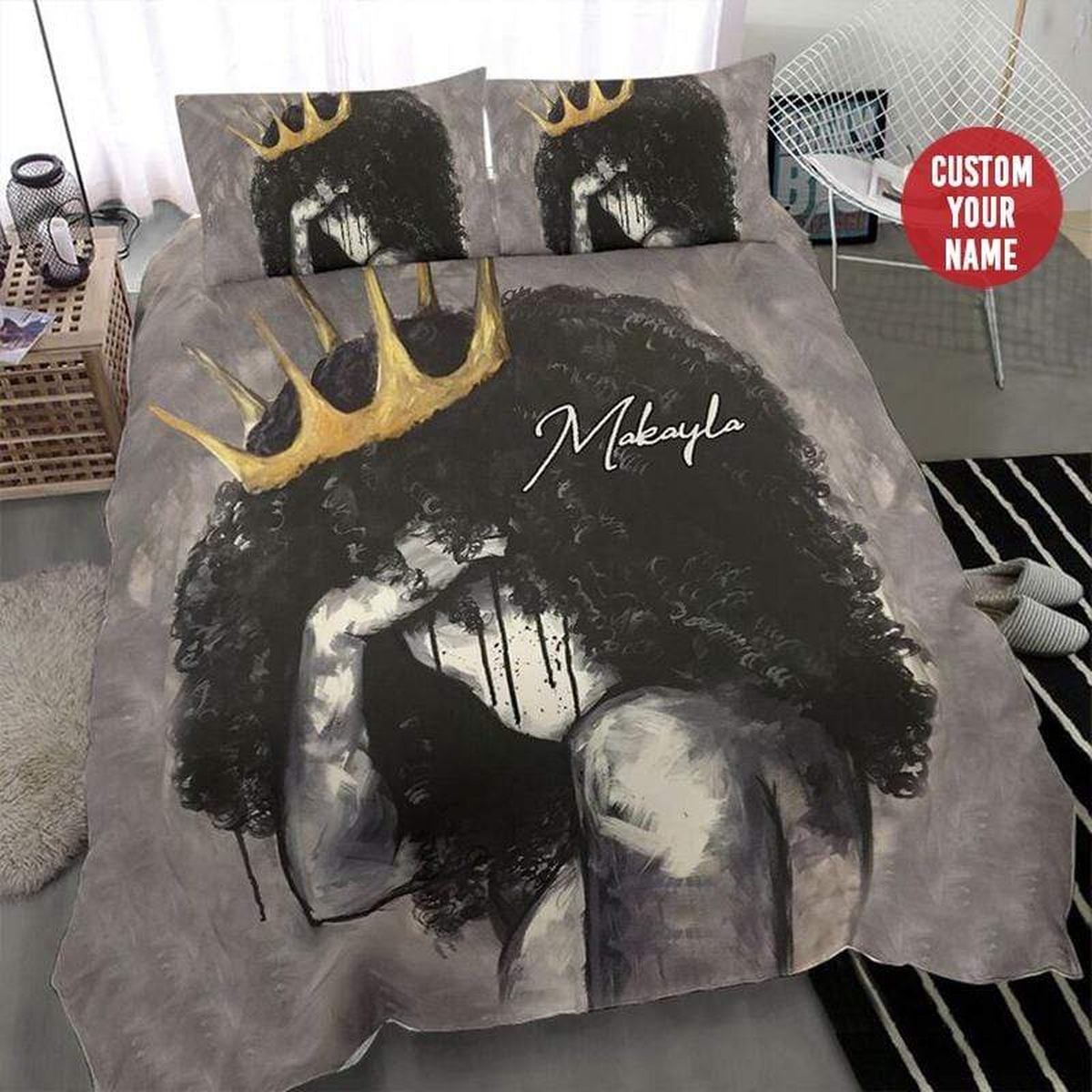 Black Queen Art Personalized Custom Name Duvet Cover Bedding Set - Unique Anime Apparel for Fans