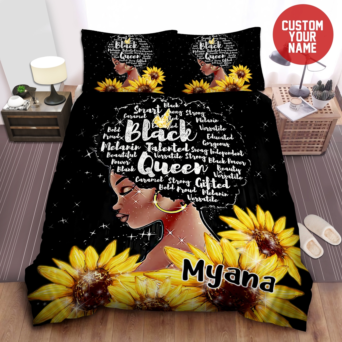 Black Queen Smart And Strong Personalized Custom Name Duvet Cover Bedding Set - Unique Anime Apparel for Fans