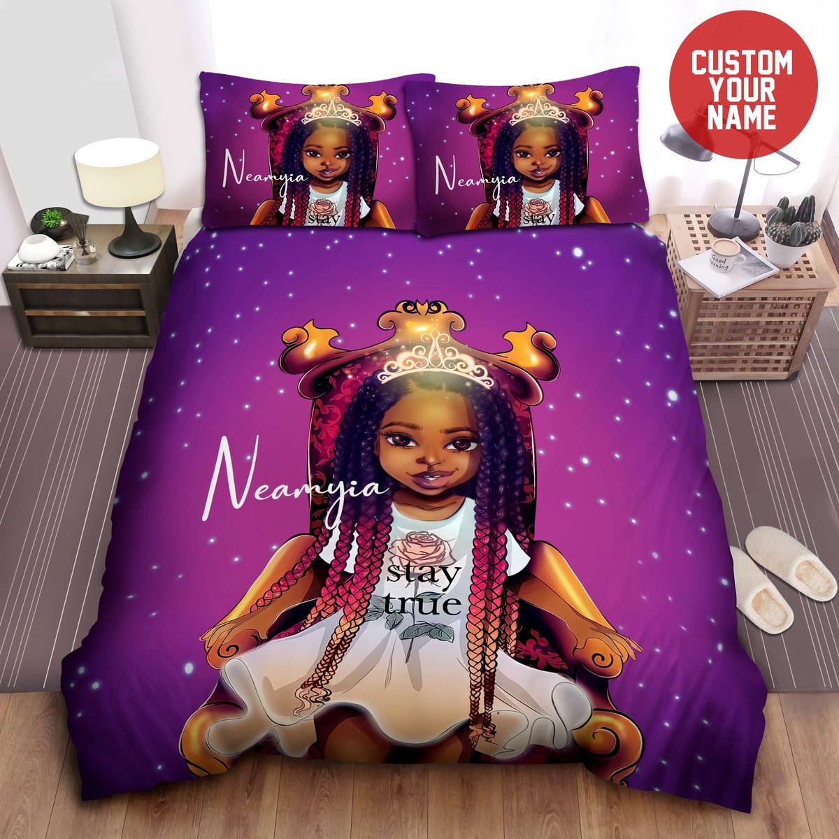 Black Queen Stay True Personalized Custom Name Duvet Cover Bedding Set - Unique Anime Apparel for Fans