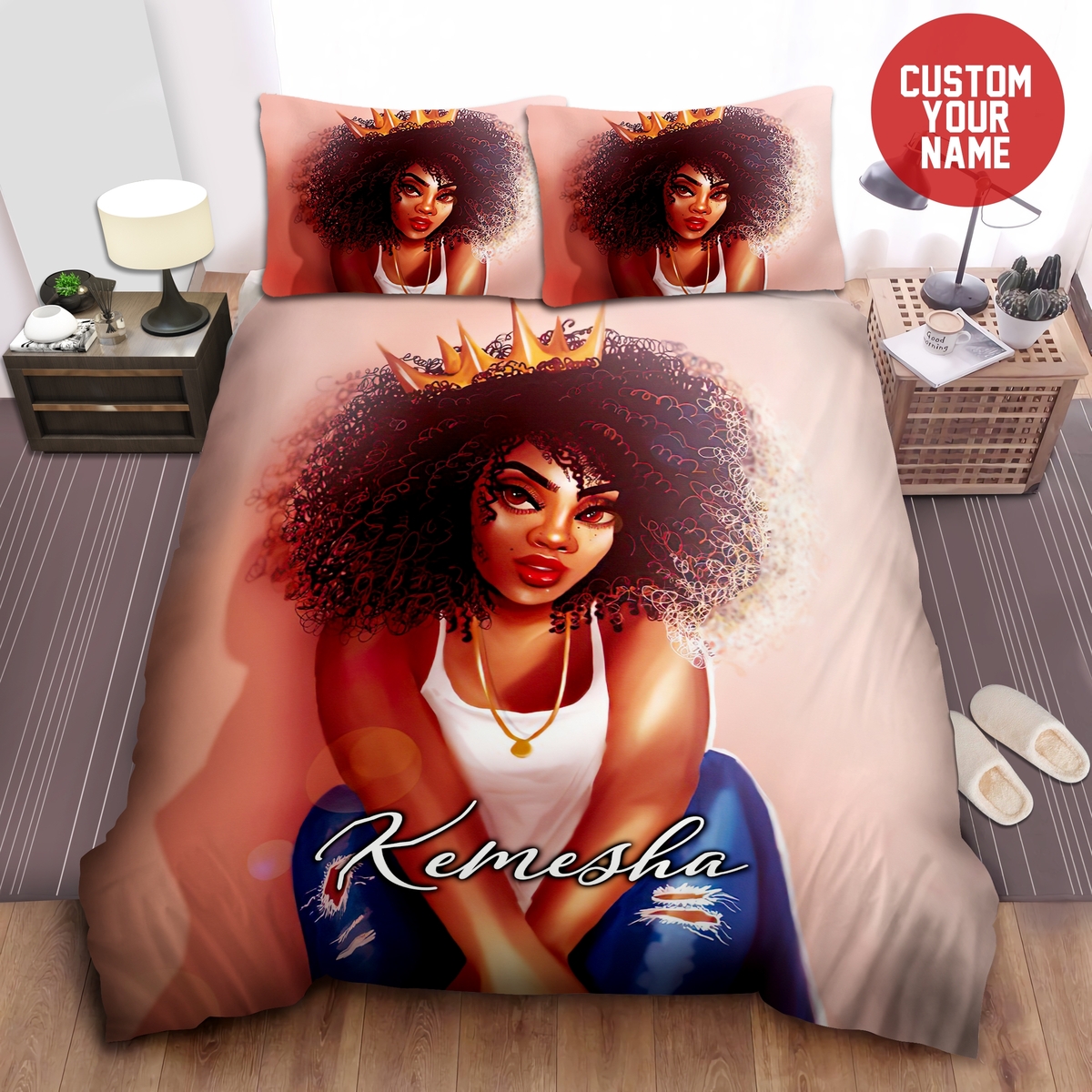Black Queen Tank Top Custom Name Duvet Cover Bedding Set - Unique Anime Apparel for Fans