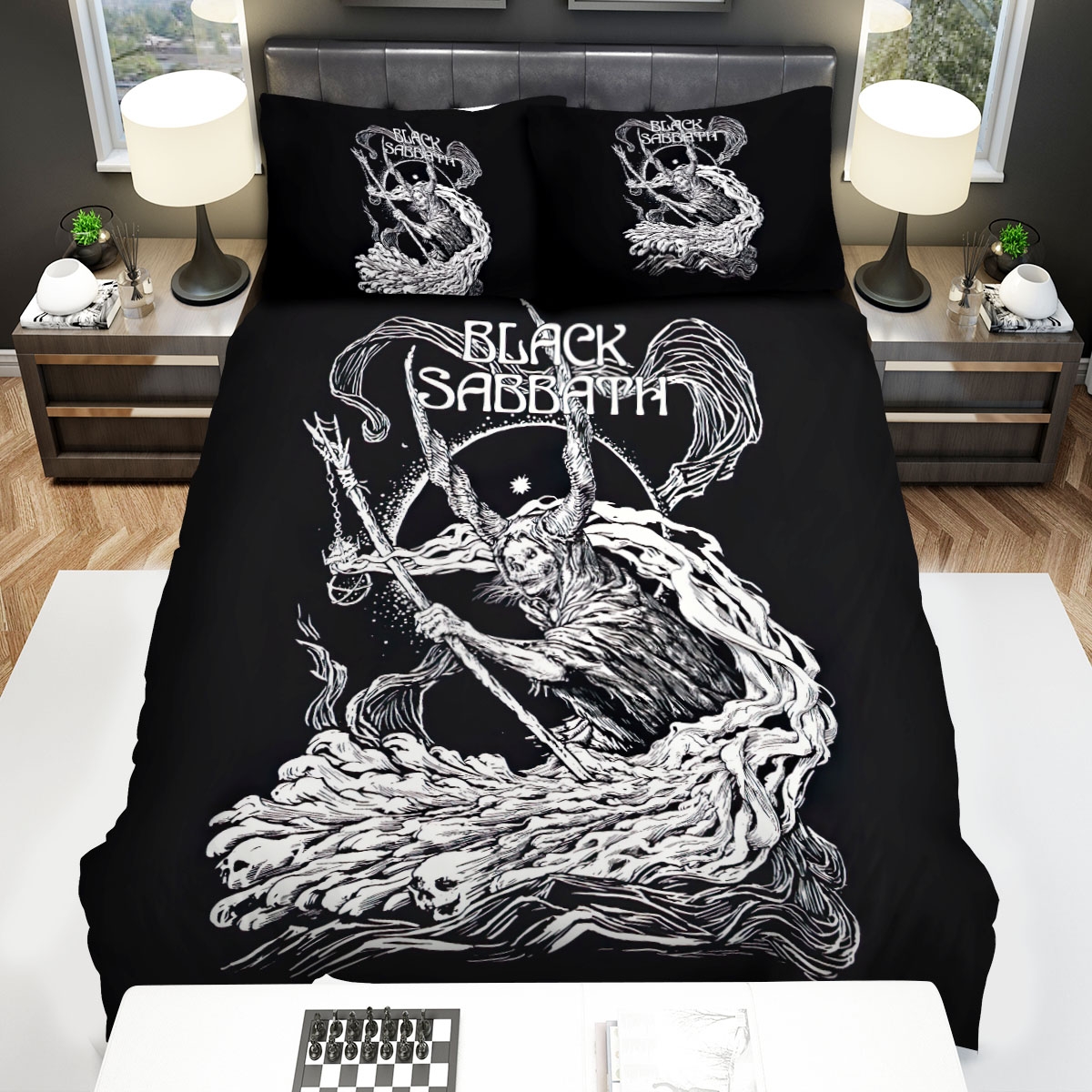 Black Sabbath Skeleton With Magic Bed Sheets Spread Duvet Cover Bedding Set - Unique Anime Apparel for Fans