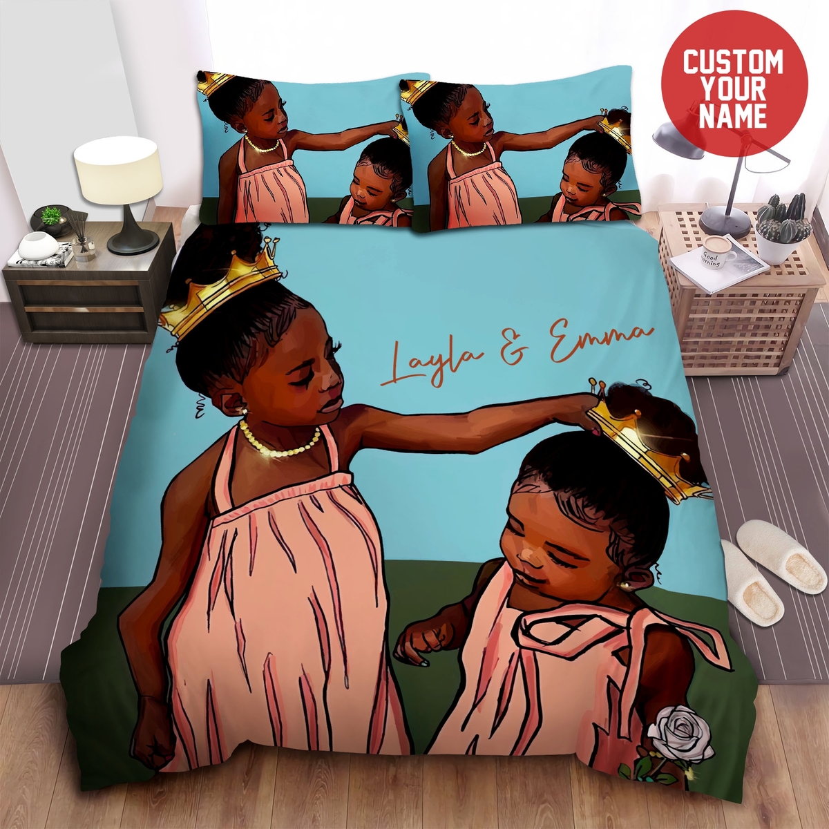 Black Sisters Fix Your Sisters Crown Without Letting World Know It Was Crooked Black Girl Magic Custom Name Duvet Cover Bedding Set - Unique Anime Apparel for Fans