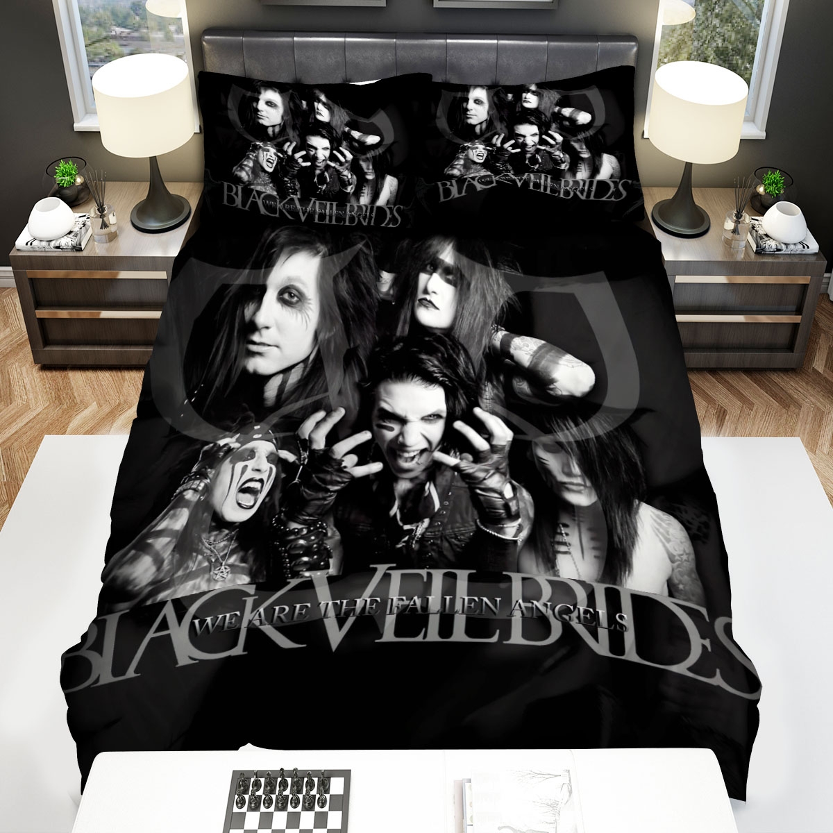 Black Veil Brides Members We Are The Fallen Angels Bed Sheets Spread Duvet Cover Bedding Set - Unique Anime Apparel for Fans