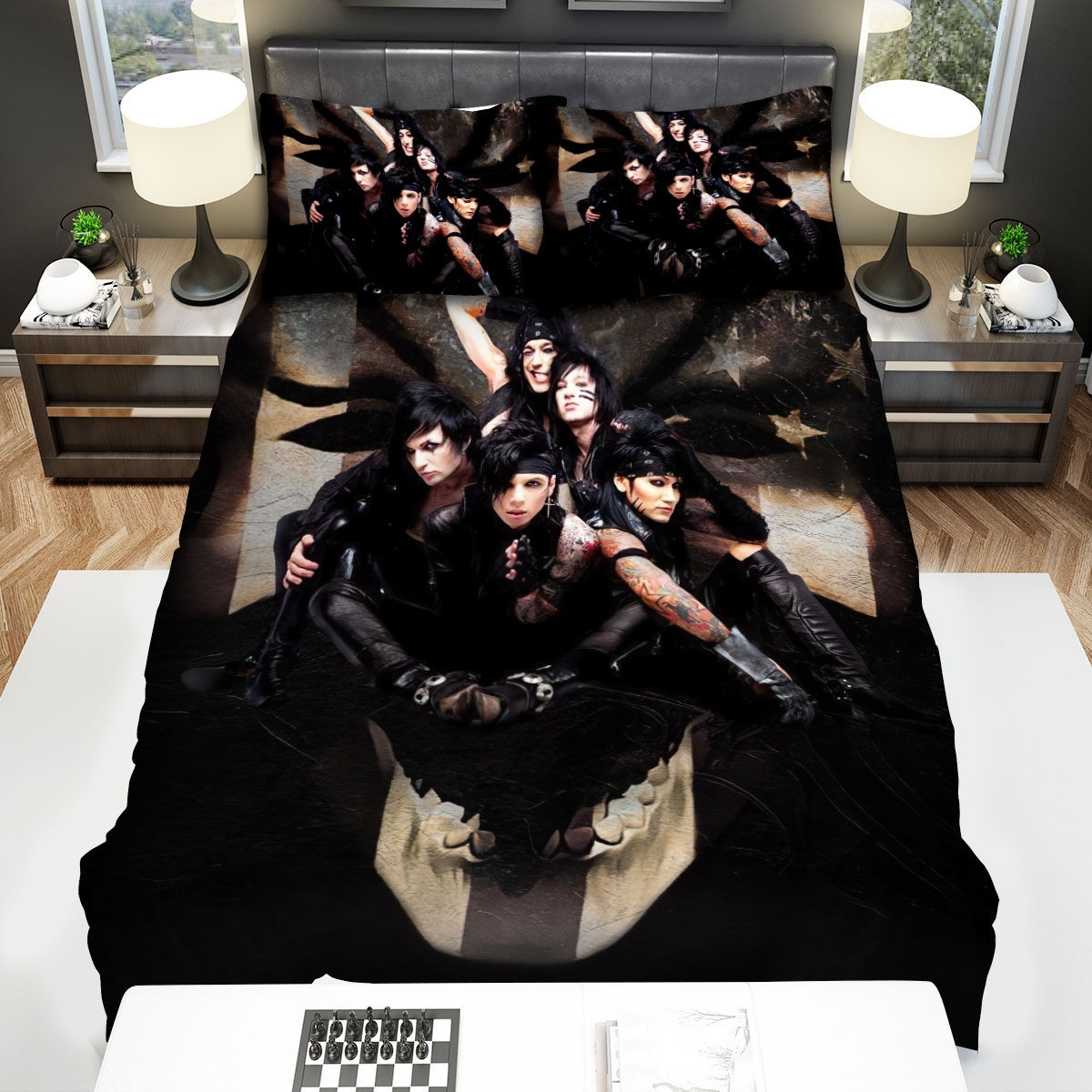 Black Veil Brides Music Group Members Bed Sheets Spread Duvet Cover Bedding Set - Unique Anime Apparel for Fans