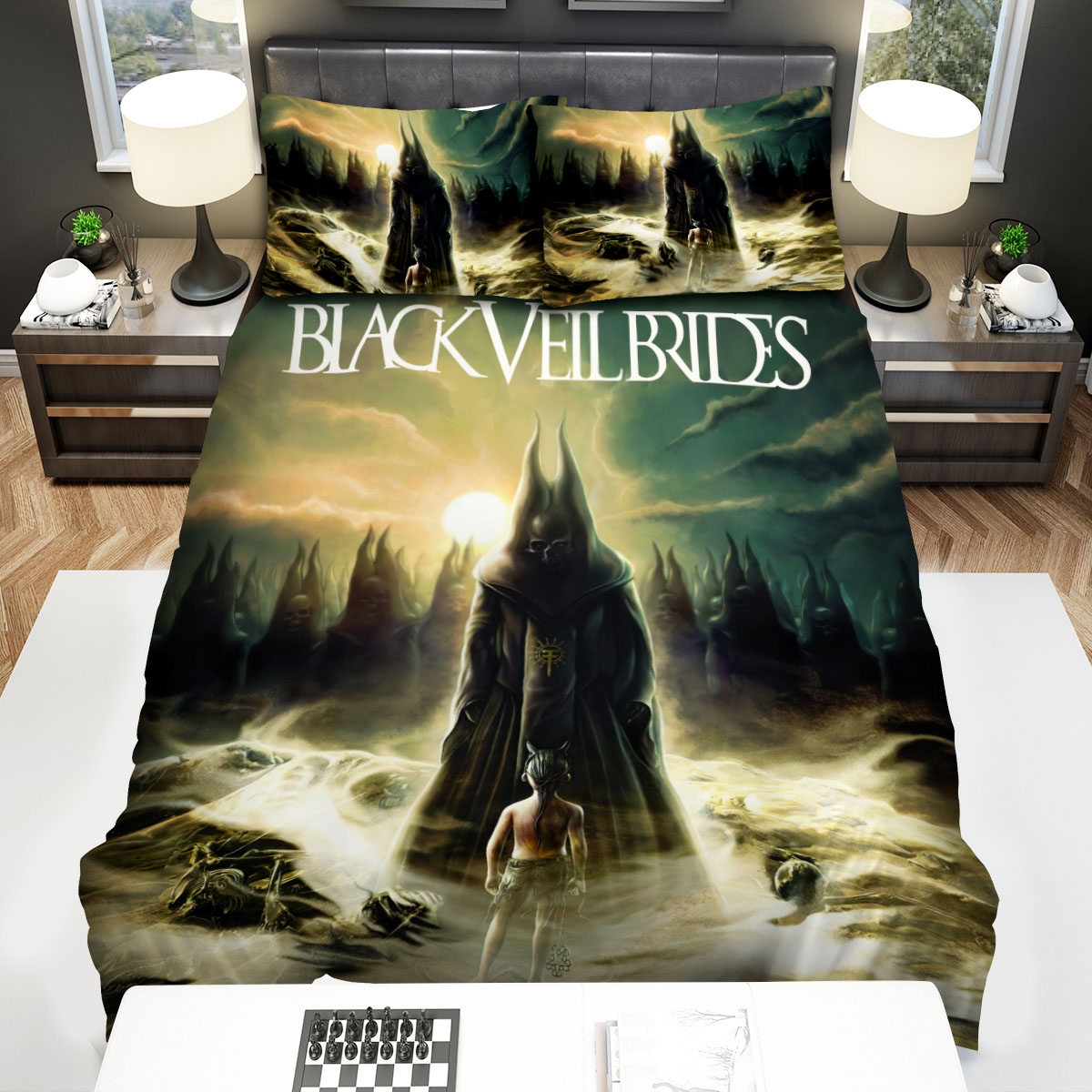 Black Veil Brides Wretched And Divine Album Cover Bed Sheets Spread Duvet Cover Bedding Set - Unique Anime Apparel for Fans