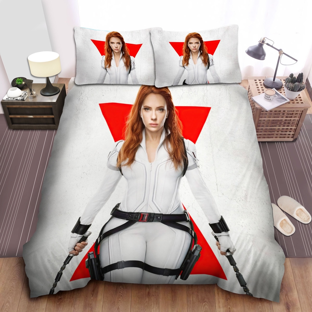 Black Widow Black Widow In White Suit Bed Sheets Spread Duvet Cover Bedding Set - Unique Anime Apparel for Fans
