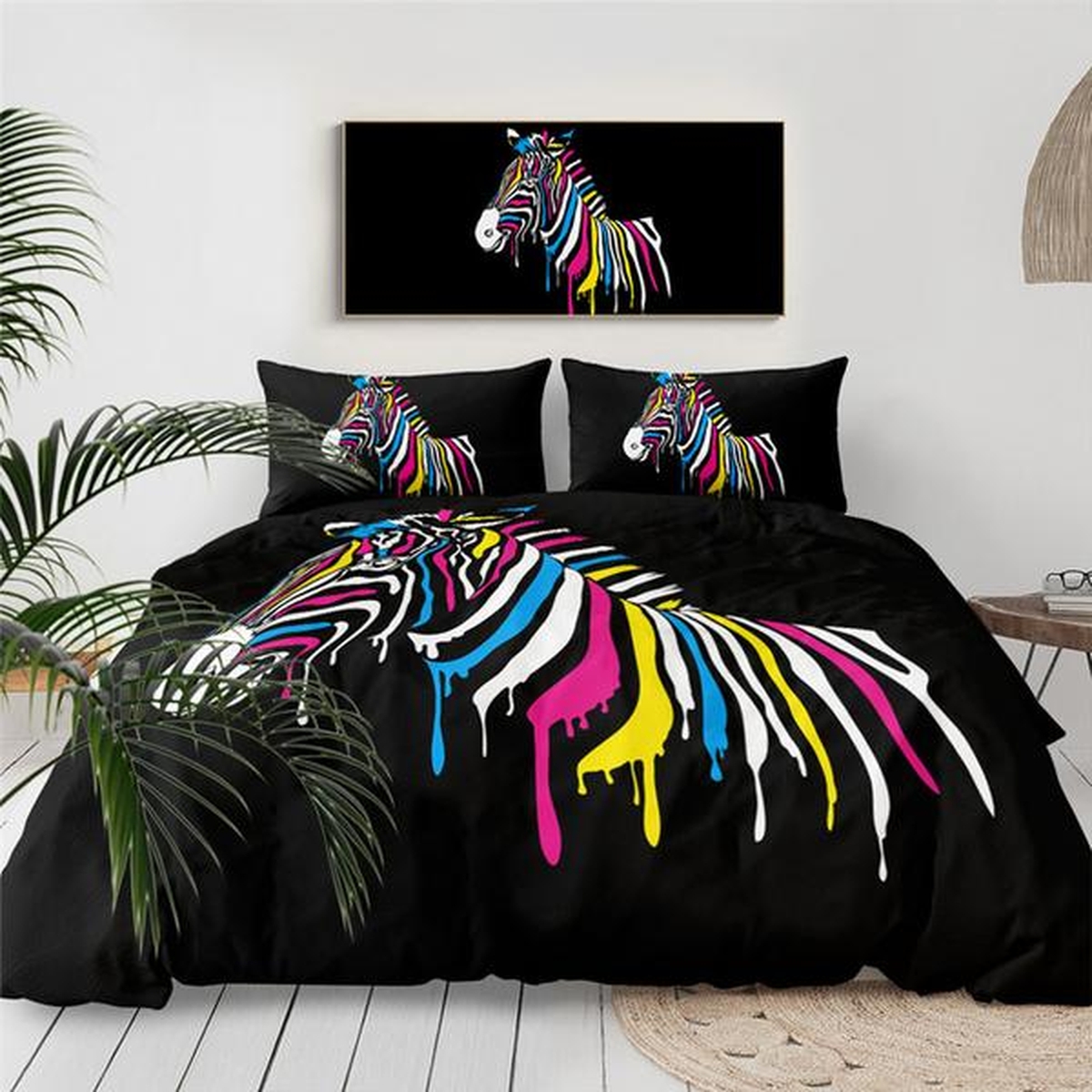 Black Zebra Bed Sheets Spread Duvet Cover Bedding Set - Unique Anime Apparel for Fans