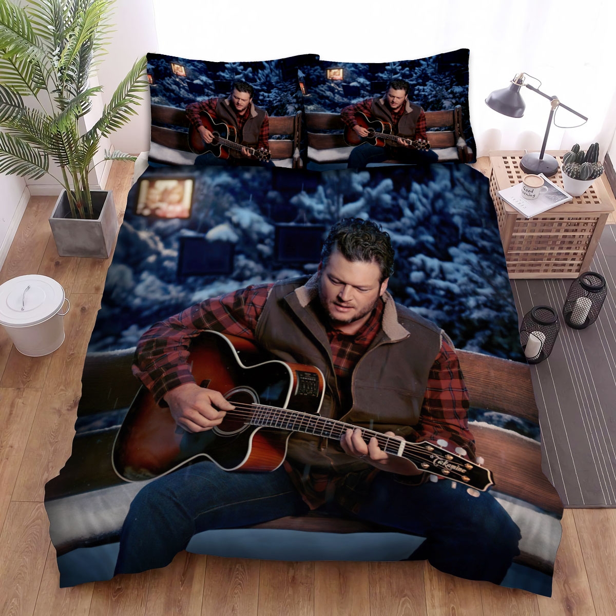 Blake Shelton In The Winter Night Bed Sheets Spread Duvet Cover Bedding Set - Unique Anime Apparel for Fans