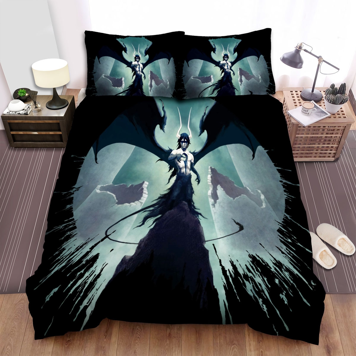 Bleach Ulquiorra Cifer With The Demon Wing Bed Sheets Spread Duvet Cover Bedding Set - Unique Anime Apparel for Fans