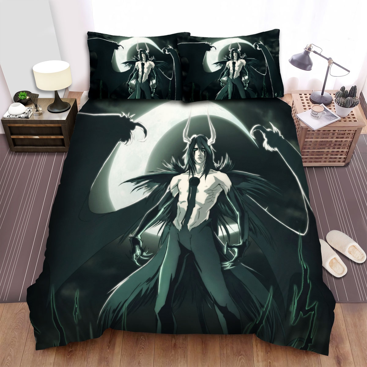 Bleach Ulquiorra Cifer With The Moon Bed Sheets Spread Duvet Cover Bedding Set - Unique Anime Apparel for Fans