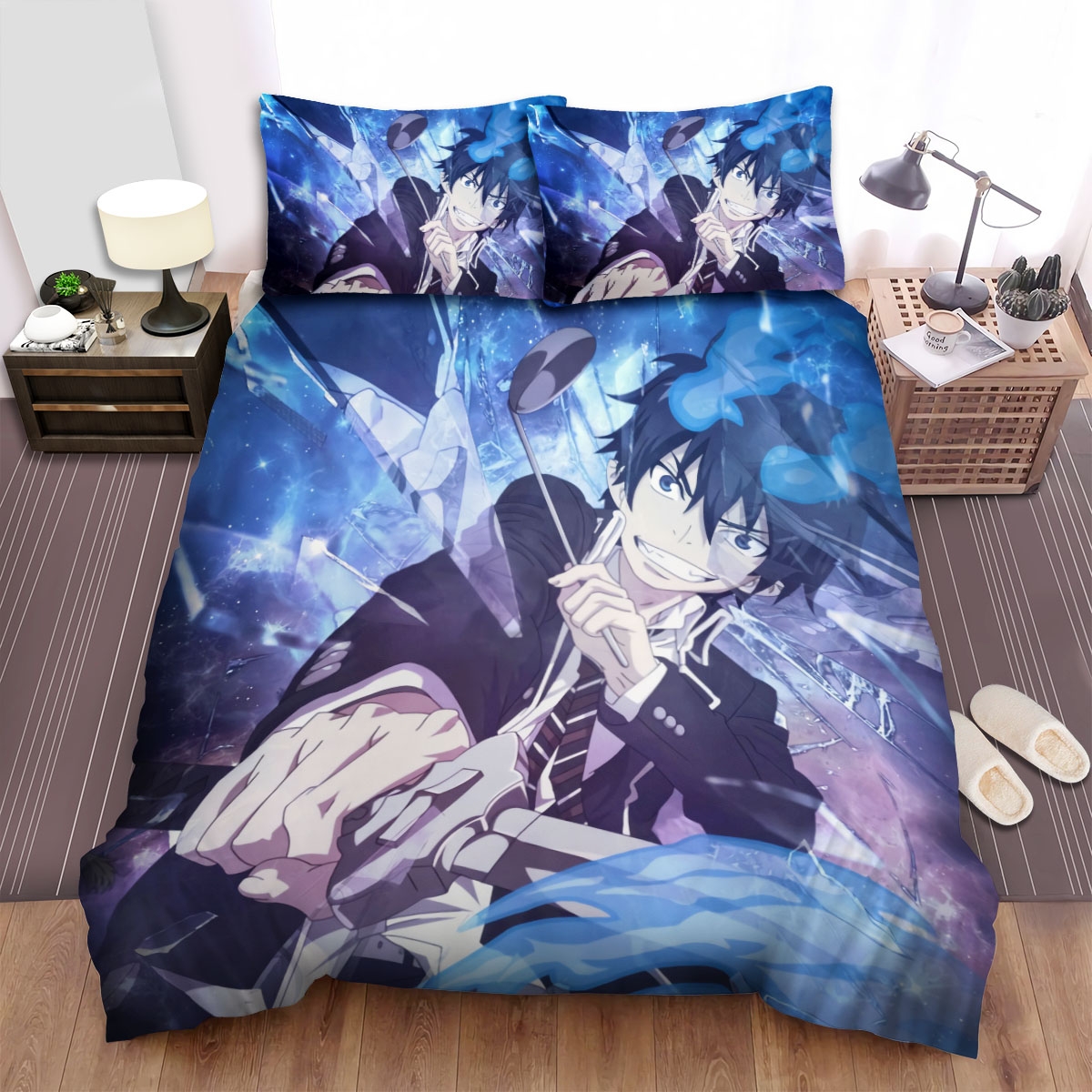 Blue Exorcist Rin With The Swords And The Ice Bed Sheets Spread Duvet Cover Bedding Set - Unique Anime Apparel for Fans