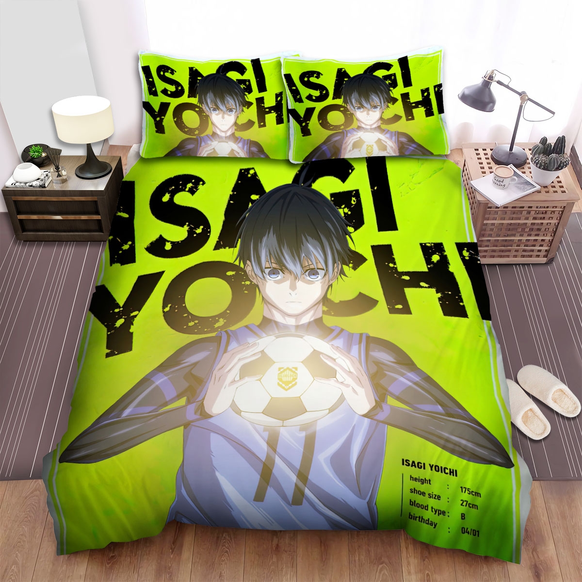 Blue Lock Yoichi Isagi Holding The Ball Bed Sheets Spread Duvet Cover Bedding Set - Unique Anime Apparel for Fans
