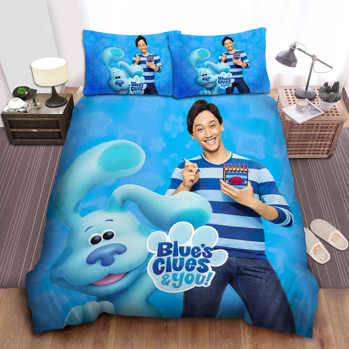 Blue's Clues Josh And Blue Dog Bed Sheets Spread Comforter Duvet Cover Bedding Set - Unique Anime Apparel for Fans