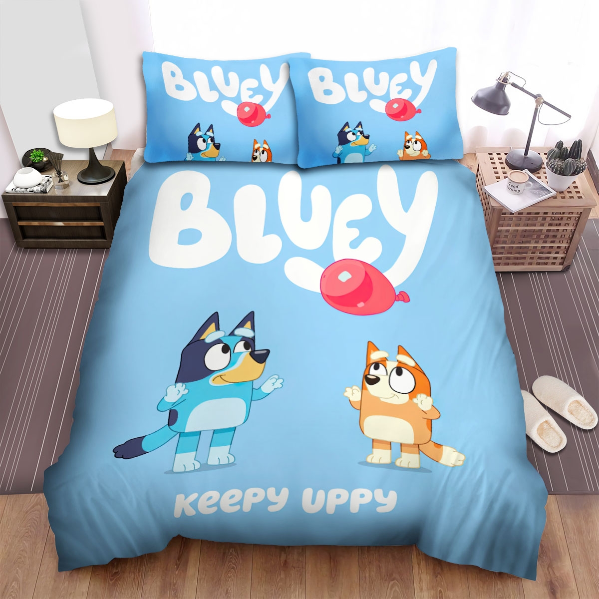Bluey & Bingo Keepy Uppy Bed Sheets Spread Duvet Cover Bedding Set - Unique Anime Apparel for Fans