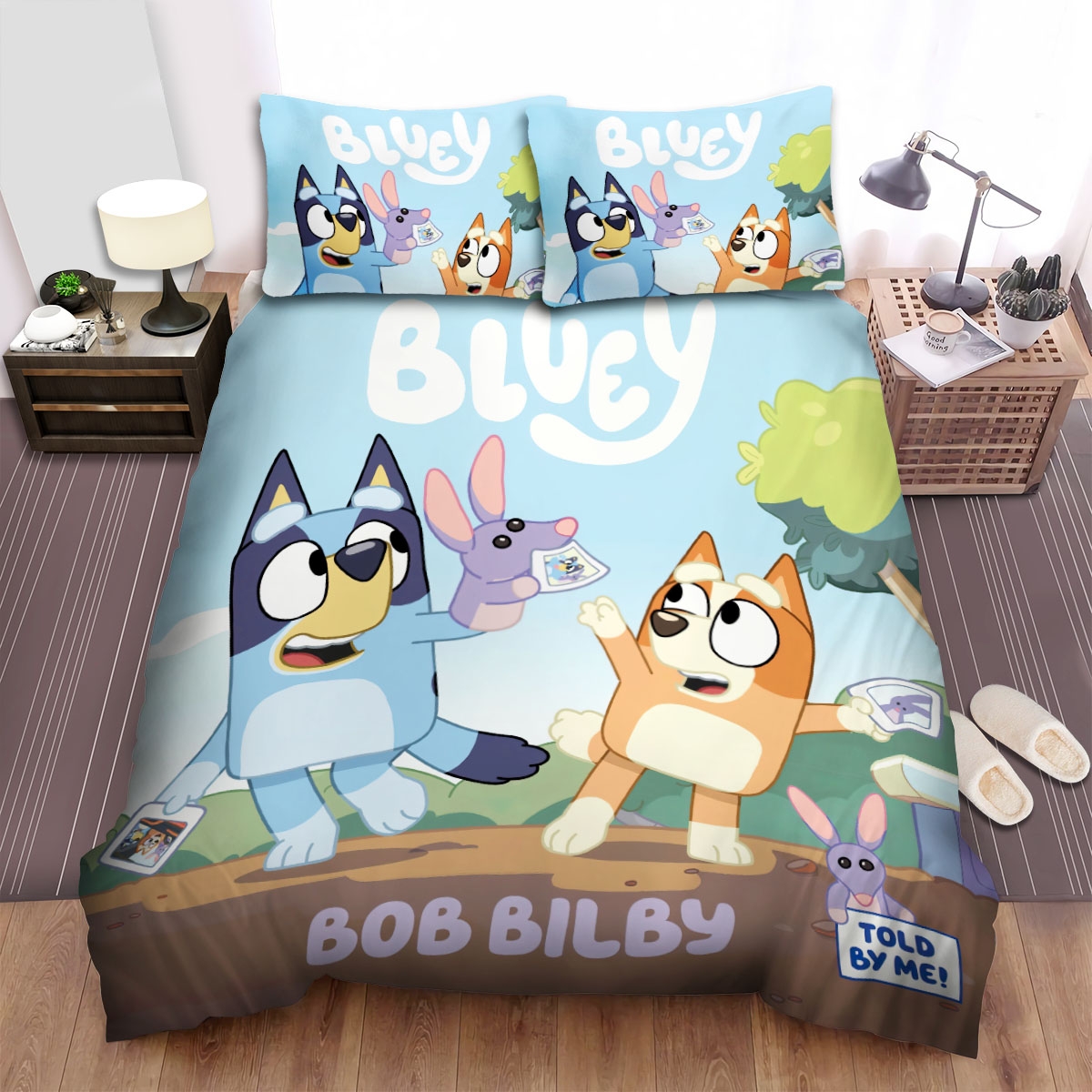 Bluey & Bingo With Bob Bilby Bed Sheets Spread Duvet Cover Bedding Set - Unique Anime Apparel for Fans