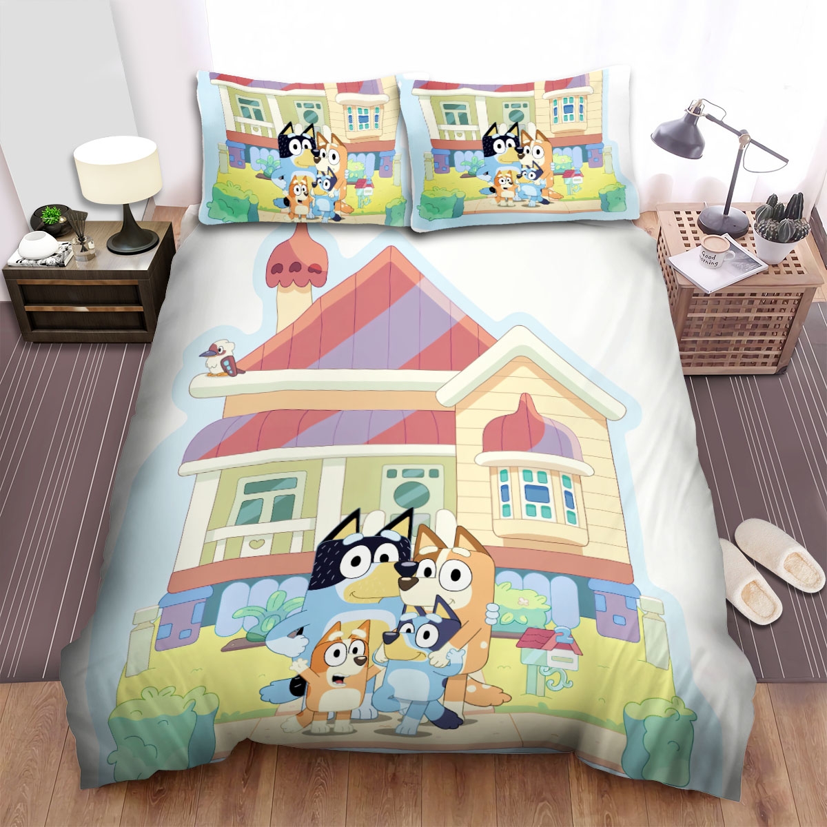 Bluey At Home With The Heelers Bed Sheets Spread Duvet Cover Bedding Set - Unique Anime Apparel for Fans