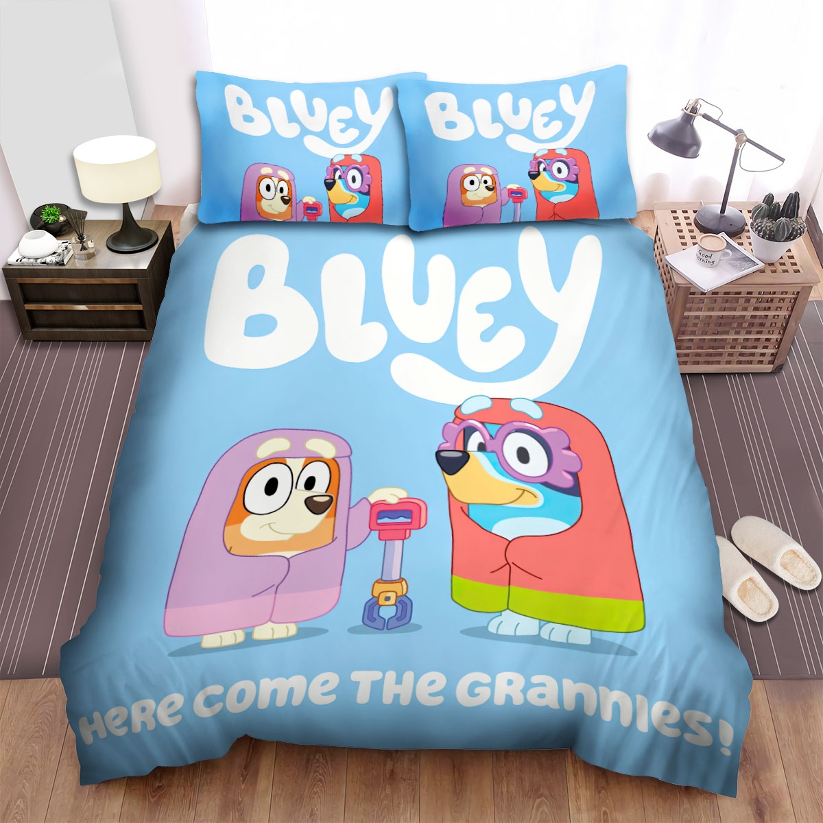 Bluey Here Come The Grannies Bed Sheets Spread Duvet Cover Bedding Set - Unique Anime Apparel for Fans