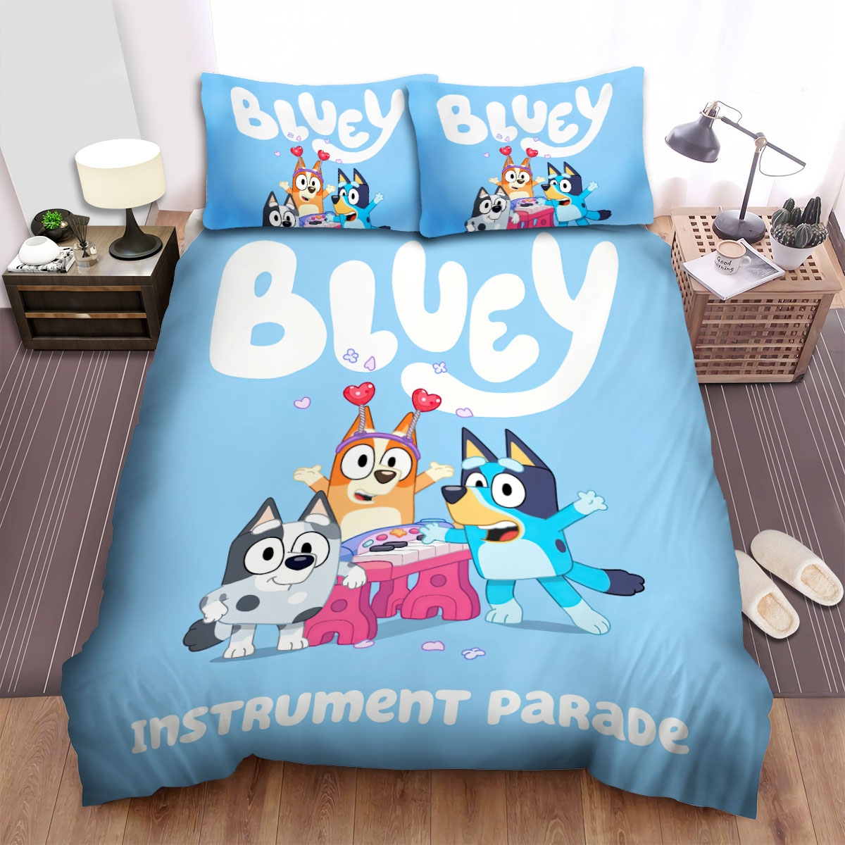 Bluey Instrument Parade Bed Sheets Spread Duvet Cover Bedding Set - Unique Anime Apparel for Fans