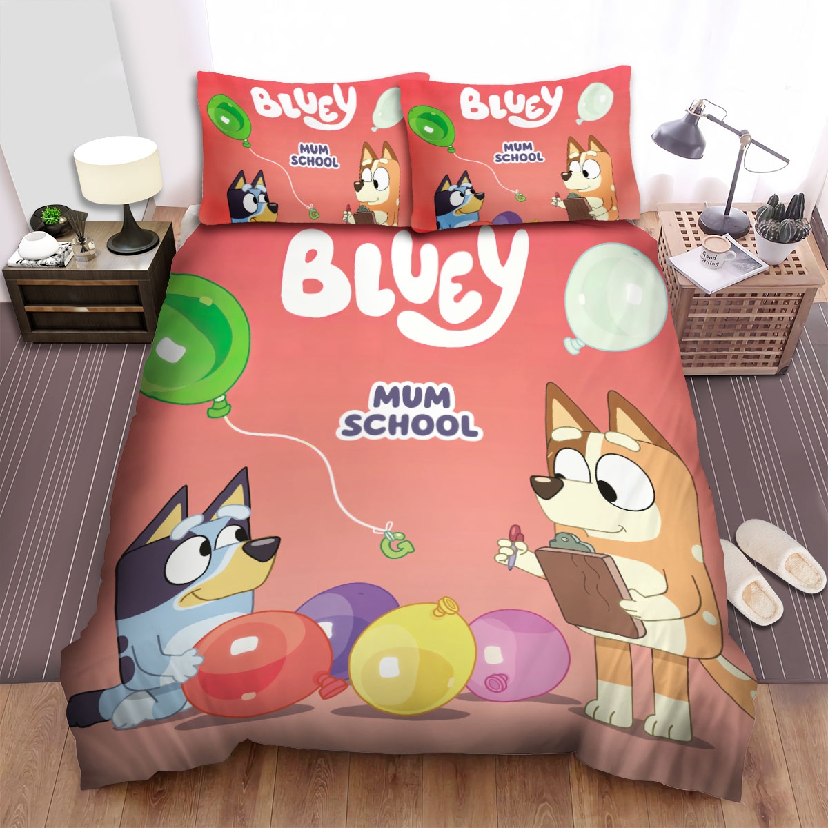 Bluey Mum School Bed Sheets Spread Duvet Cover Bedding Set - Unique Anime Apparel for Fans