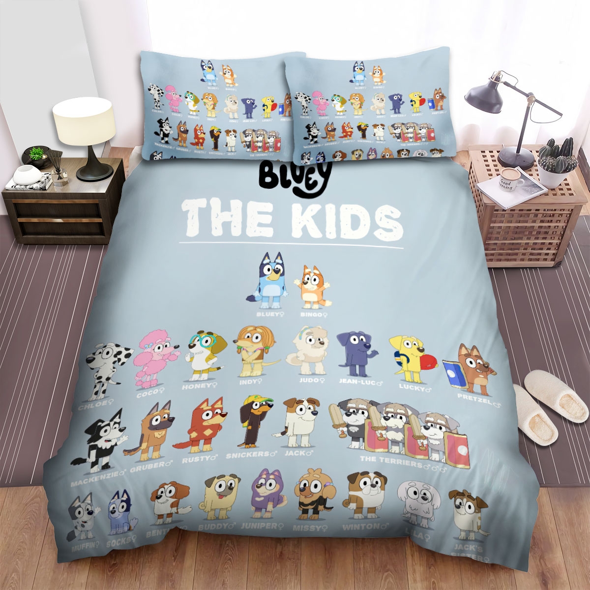 Bluey The Kids And Their Names Bed Sheets Spread Duvet Cover Bedding Set - Unique Anime Apparel for Fans