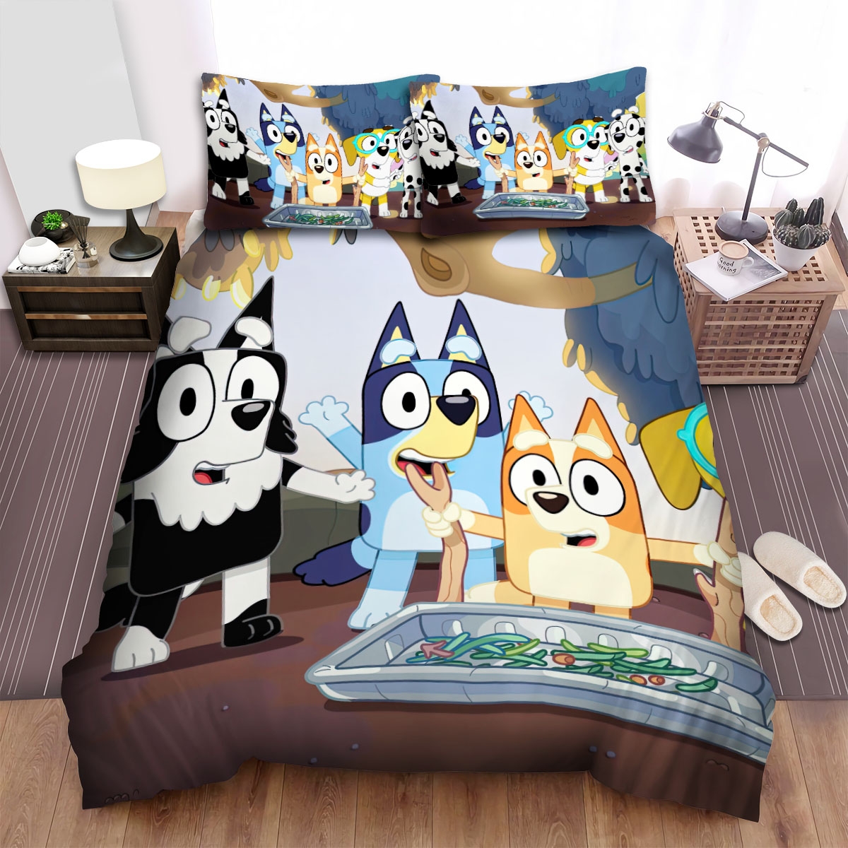 Bluey With Bingo & Friends Photo Bed Sheets Spread Duvet Cover Bedding Set - Unique Anime Apparel for Fans