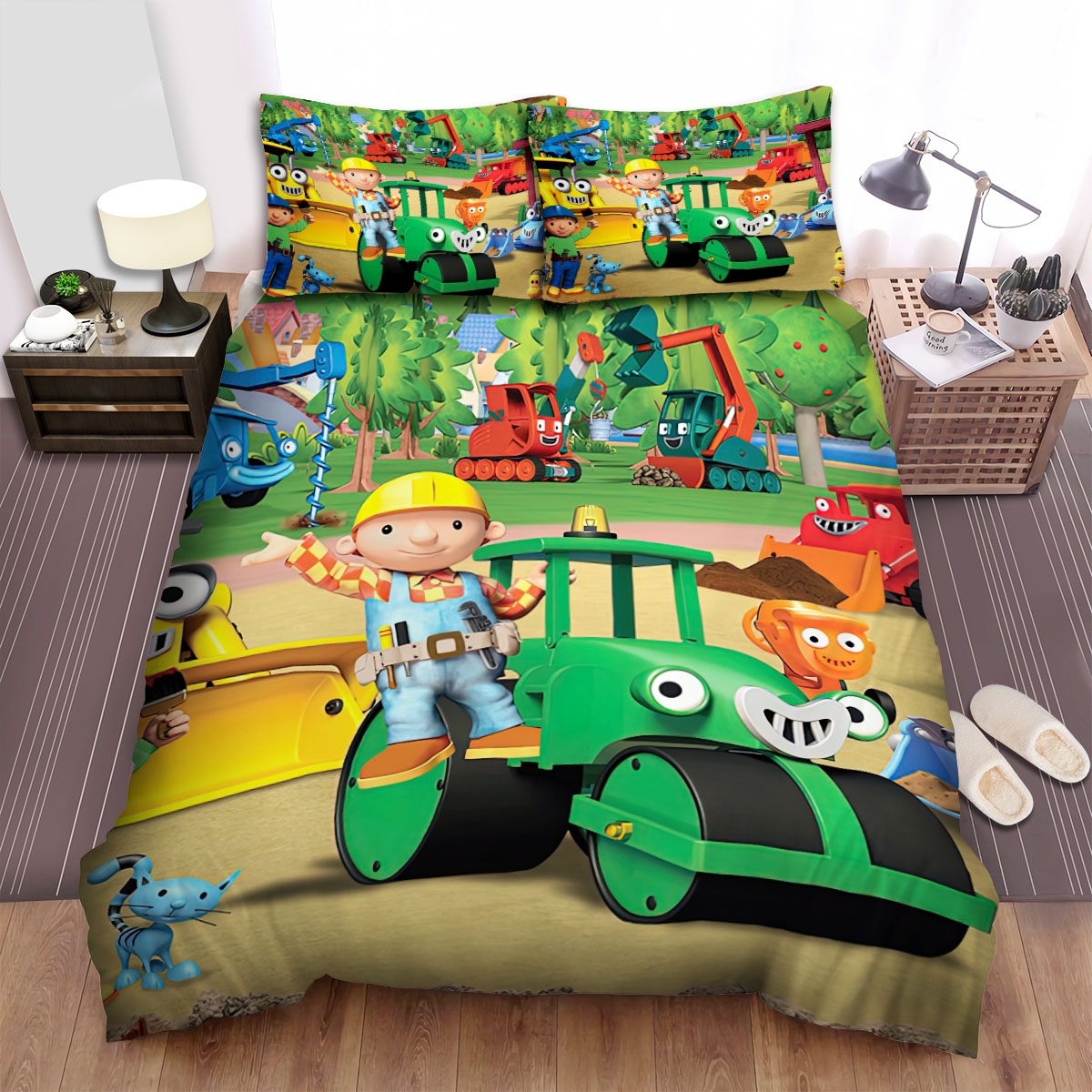 Bob The Builder All Characters Bed Sheets Spread Duvet Cover Bedding Set - Unique Anime Apparel for Fans