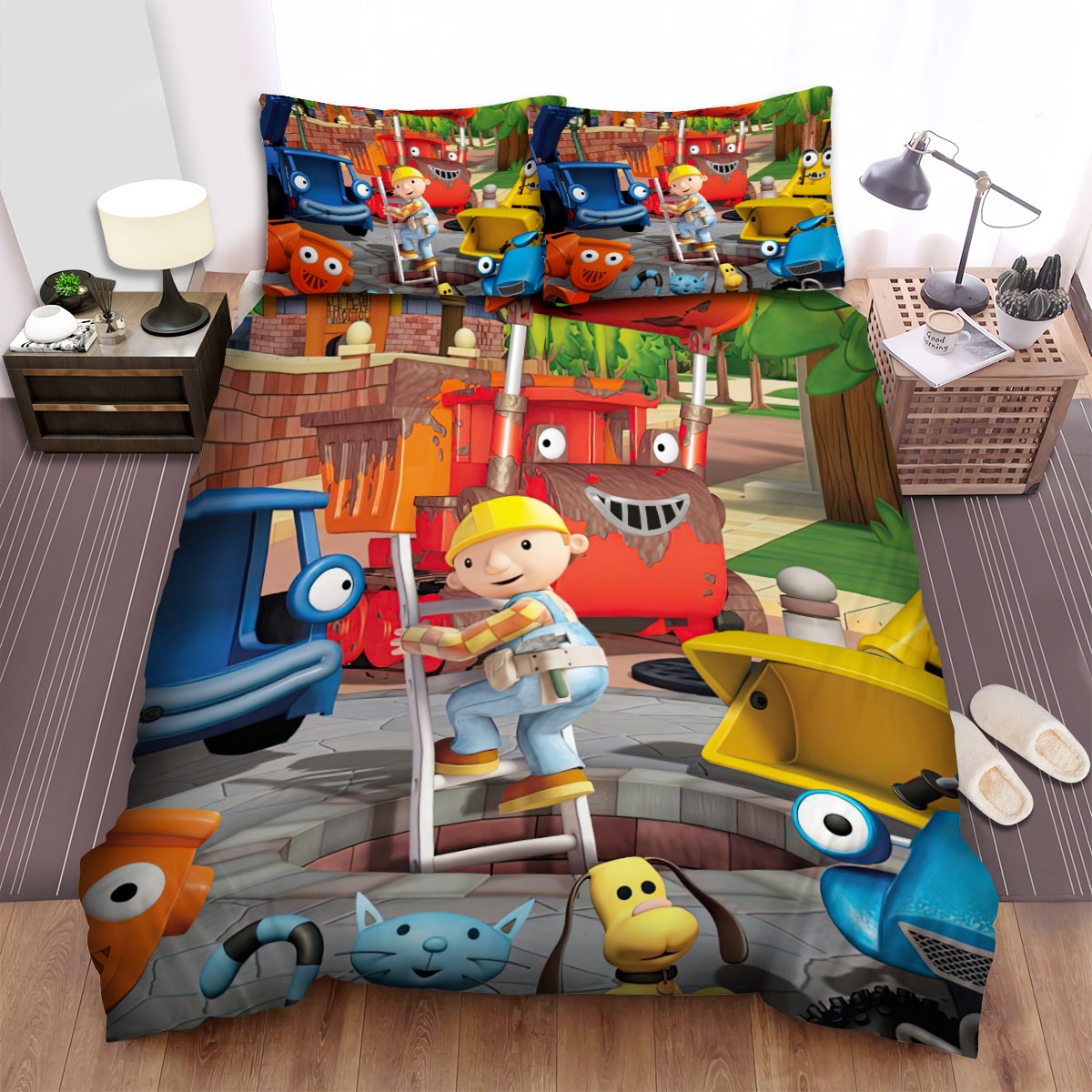 Bob The Builder And Friends Bed Sheets Spread Duvet Cover Bedding Set - Unique Anime Apparel for Fans