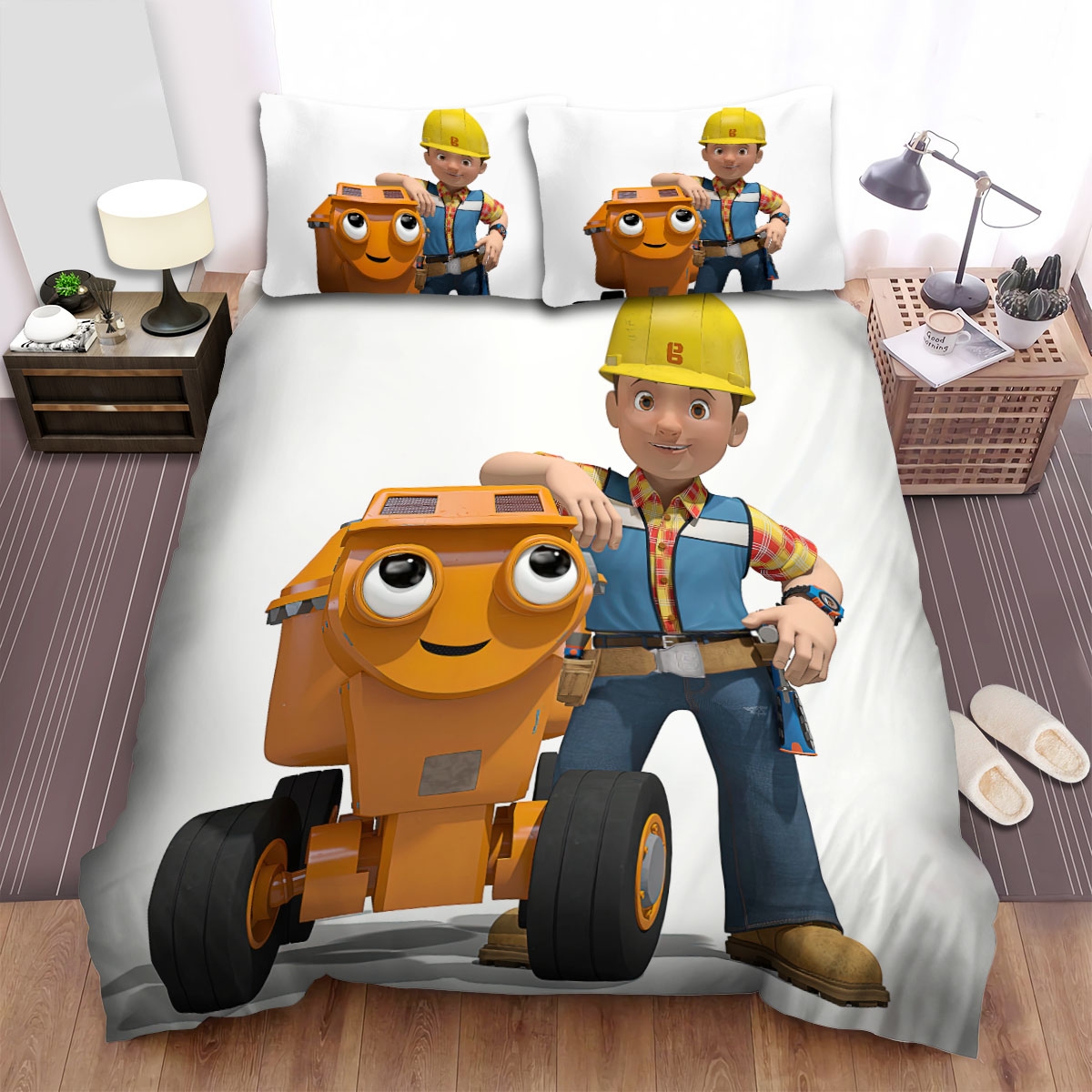 Bob The Builder Roley And Dizzy Bed Sheets Spread Duvet Cover Bedding Set - Unique Anime Apparel for Fans