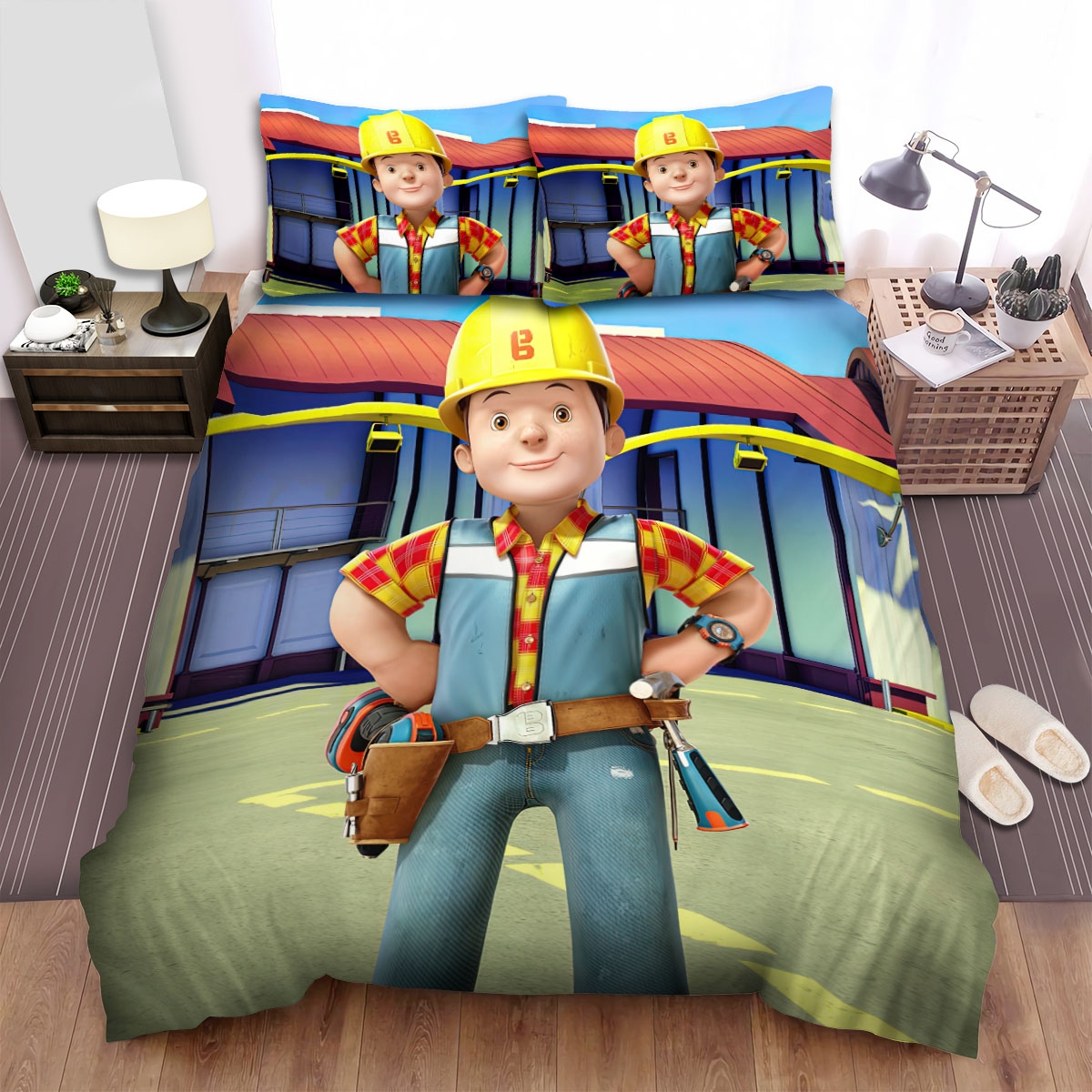 Bob The Builder Roley Portrait Bed Sheets Spread Duvet Cover Bedding Set - Unique Anime Apparel for Fans
