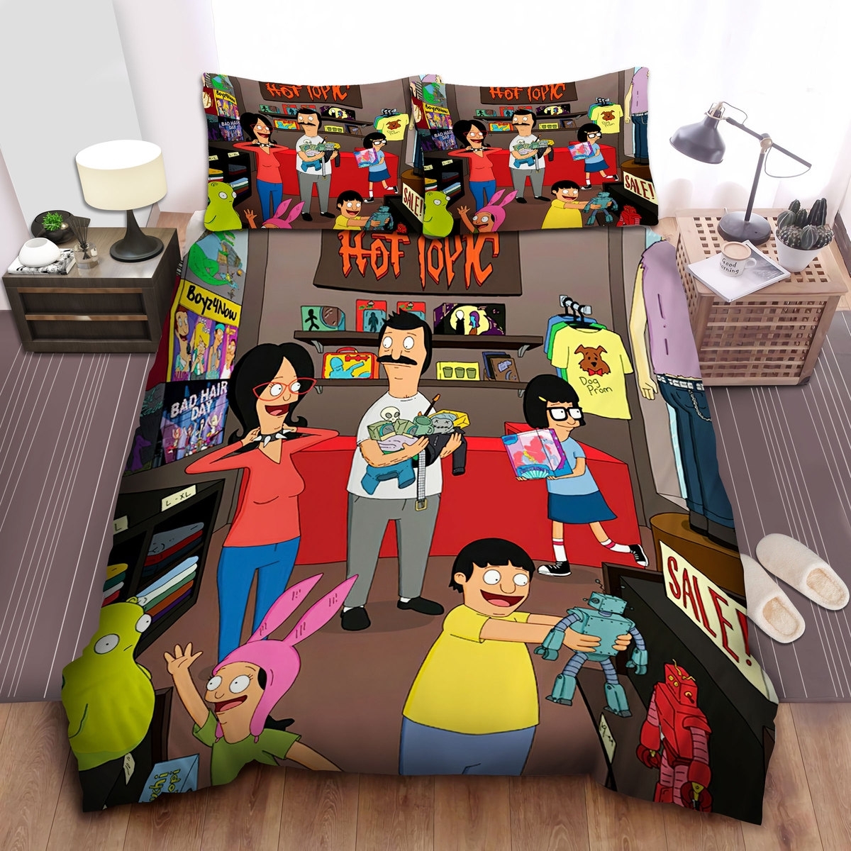 Bob's Burgers Belcher Family Visit Hot Topic Bed Sheets Spread Duvet Cover Bedding Set - Unique Anime Apparel for Fans