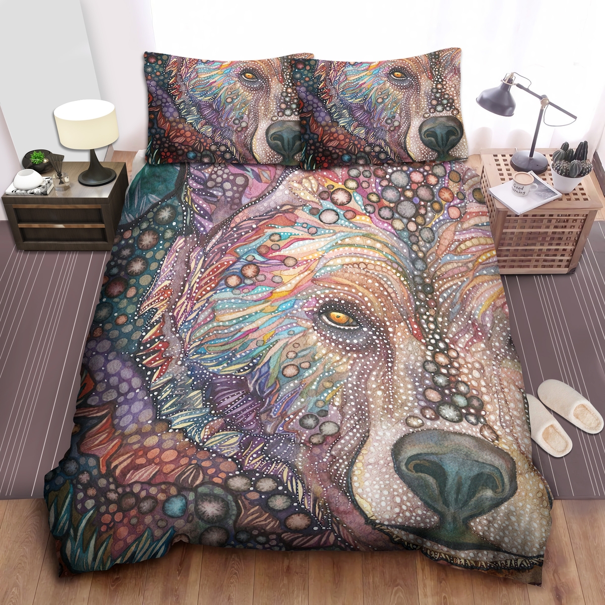 Bohemian Native American Bear Bed Sheets Spread Duvet Cover Bedding Set - Unique Anime Apparel for Fans