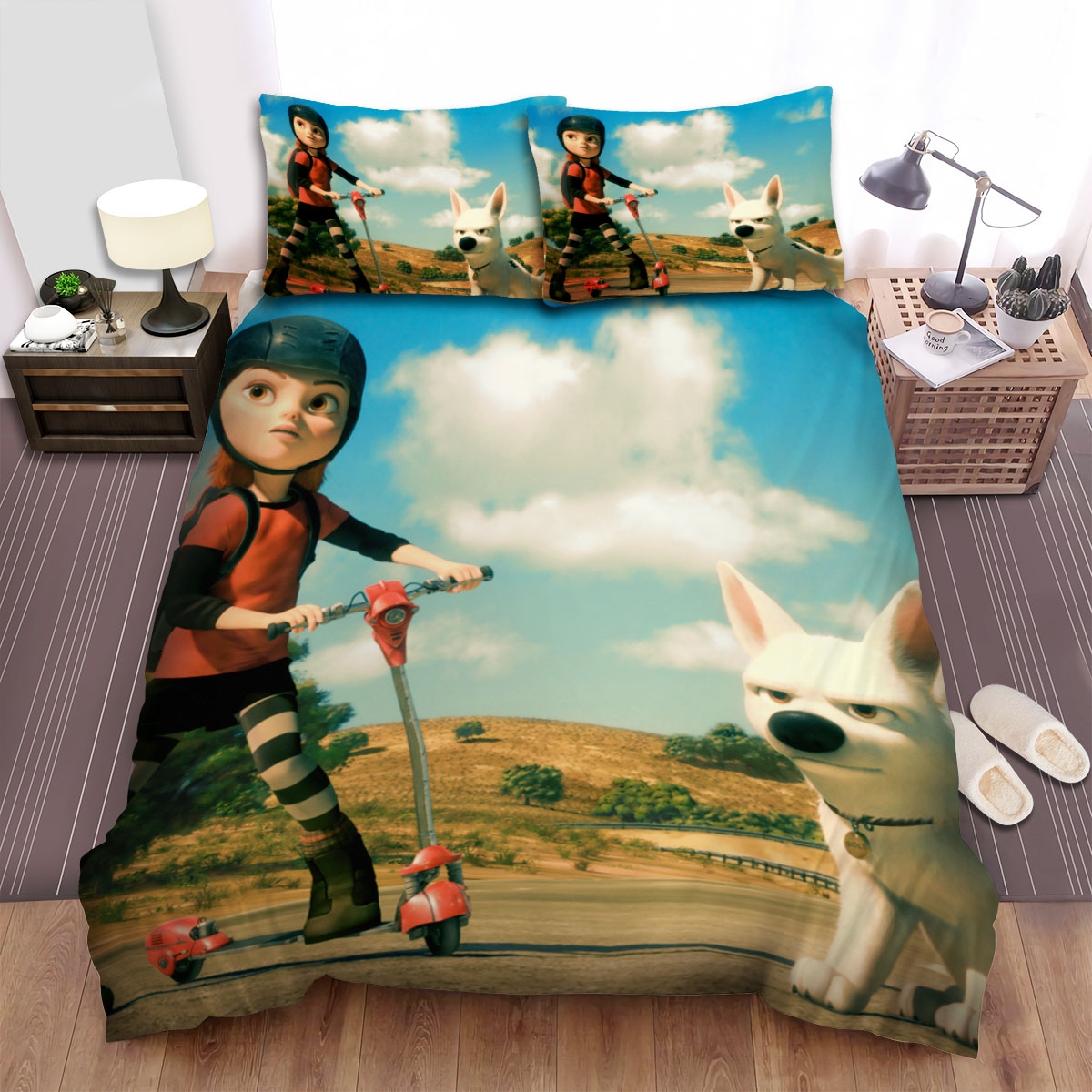 Bolt With Penny On A Mission Bed Sheets Spread Duvet Cover Bedding Set - Unique Anime Apparel for Fans