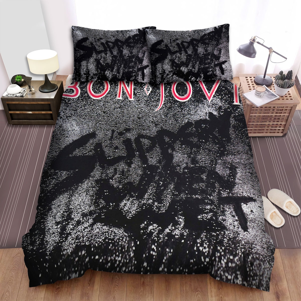 Bon Jovi Cover Album Slippery When Wet Bed Sheets Spread Duvet Cover Bedding Set - Unique Anime Apparel for Fans