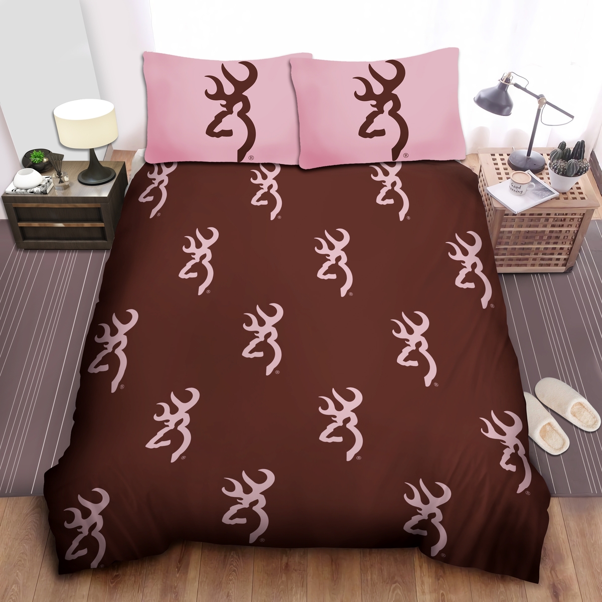 Browning Pink Buckmark Bedding Set (Duvet Cover & Pillow Cases) - Unique Anime Apparel for Fans
