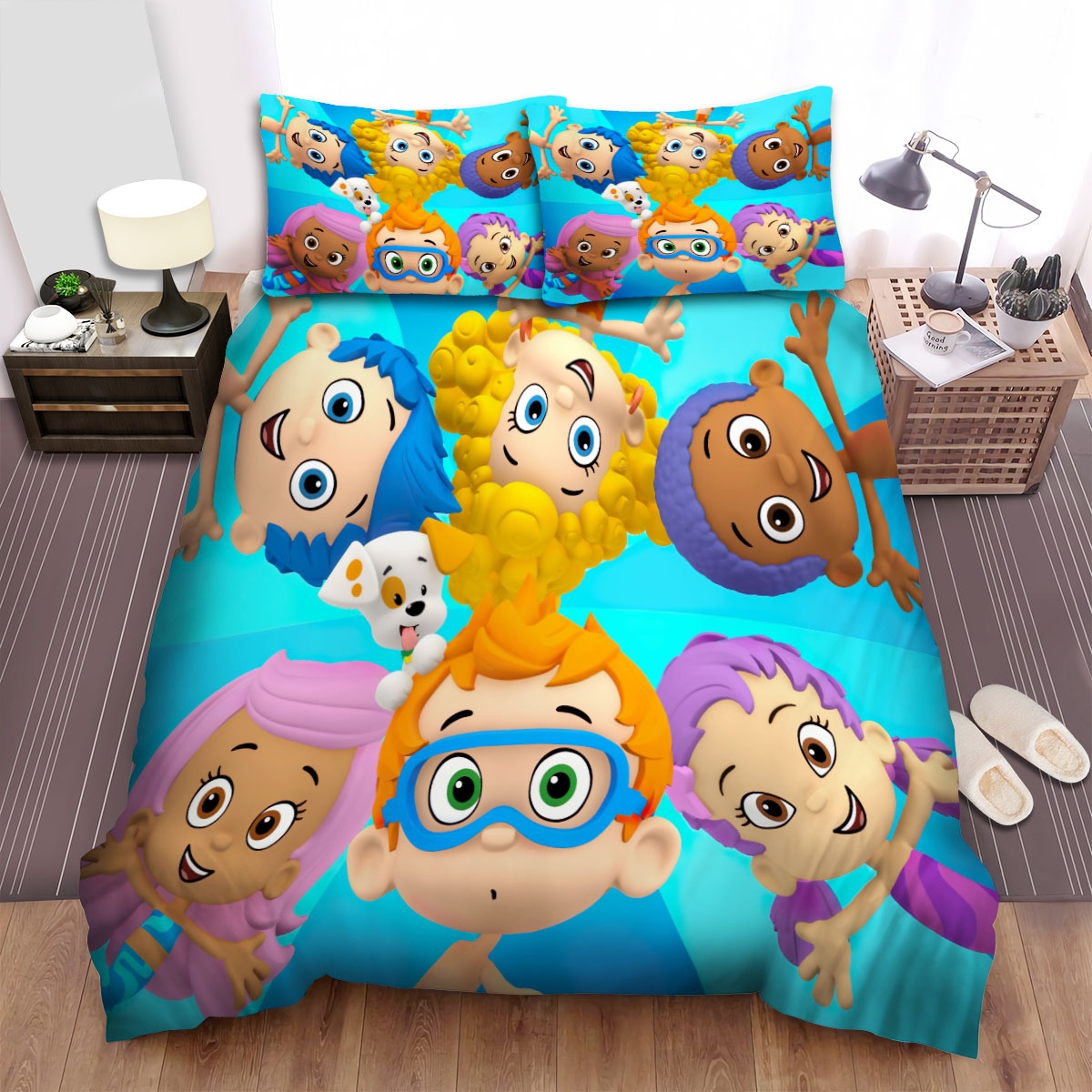 Bubble Guppies Bewildered Nonny And His Friends Bed Sheet Spread Duvet Cover Bedding Set - Unique Anime Apparel for Fans