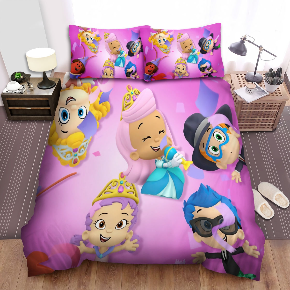 Bubble Guppies Having Fun Bed Sheet Spread Duvet Cover Bedding Set - Unique Anime Apparel for Fans