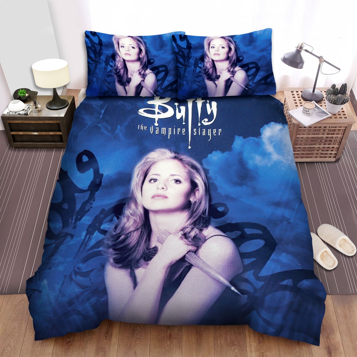 Buffy The Vampire Slayer (1992) Movie Poster Artwork 2 Bed Sheets Spread Duvet Cover Bedding Set - Unique Anime Apparel for Fans