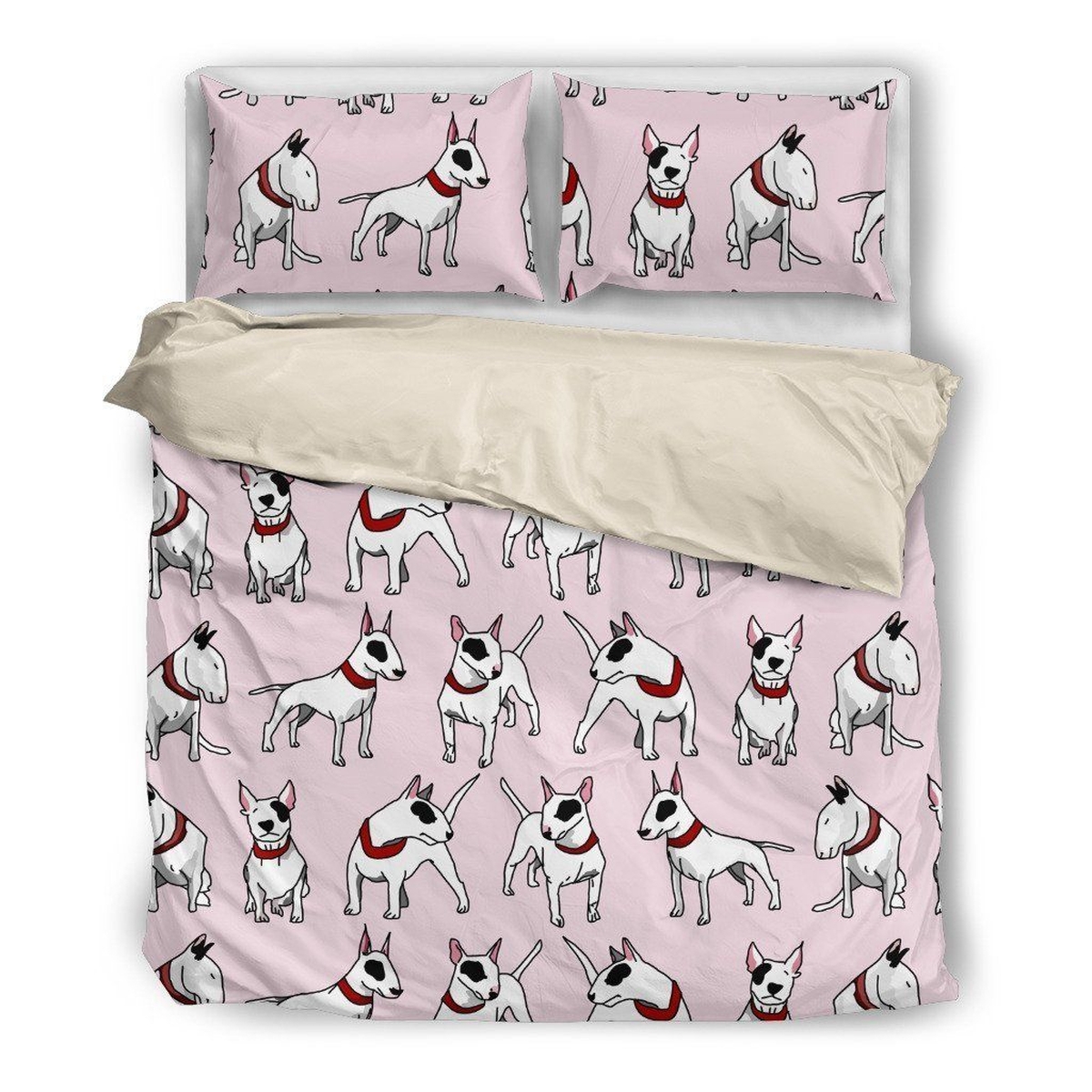 Bull Terrier Bed Sheets Spread Comforter Duvet Cover Bedding Set - Unique Anime Apparel for Fans