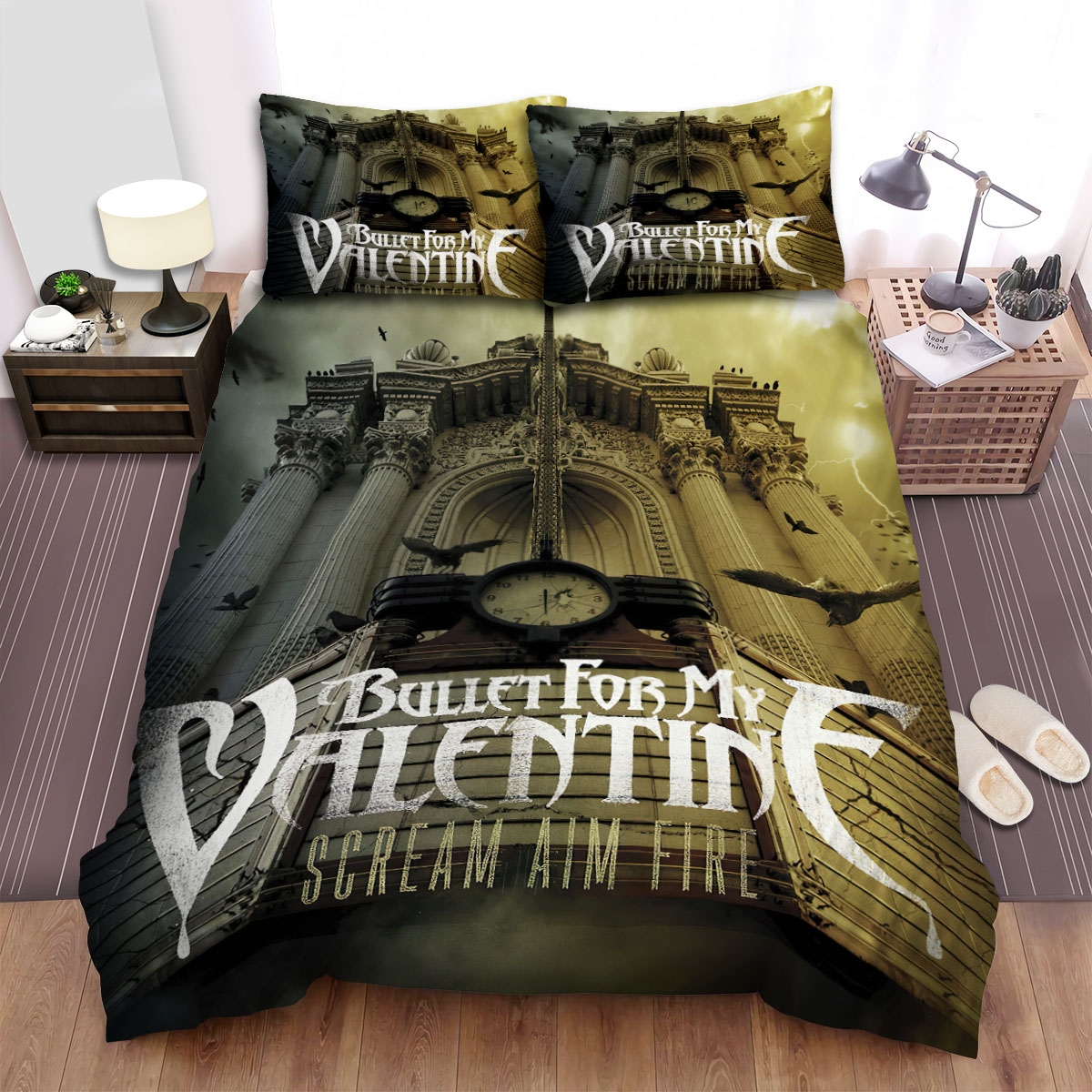 Bullet For My Valentine Scream Aim Fire Bed Sheets Spread Duvet Cover Bedding Set - Unique Anime Apparel for Fans