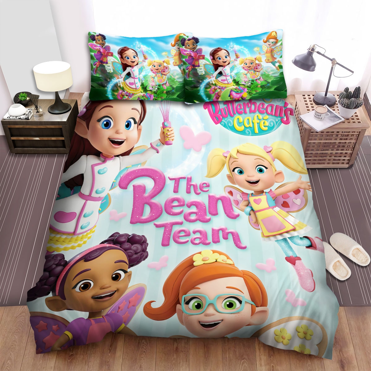 Butterbean's Cafe The Bean Team Bed Sheets Spread Duvet Cover Bedding Set - Unique Anime Apparel for Fans
