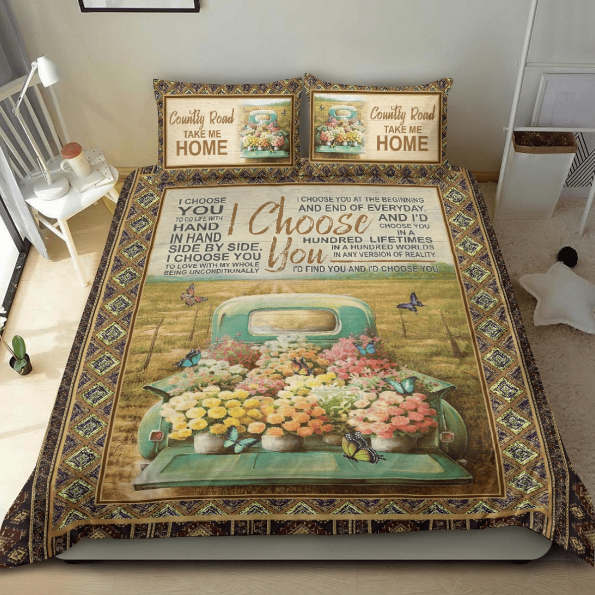 Butterfly Flower Garden With Love Duvet Cover Bedding Set - Unique Anime Apparel for Fans