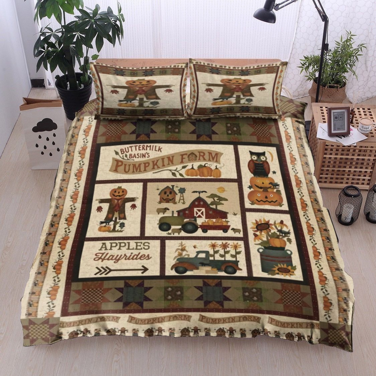 Buttermilk Basin's Pumpkin Farm Bed Sheets Spread Comforter Duvet Cover Bedding Set - Unique Anime Apparel for Fans
