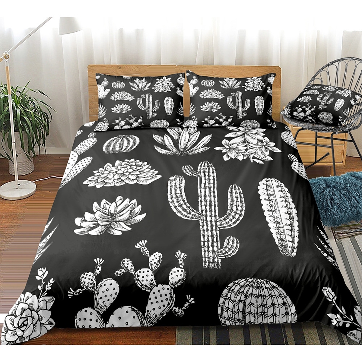 Cactus Bed Sheets Spread Duvet Cover Bedding Set - Unique Anime Apparel for Fans