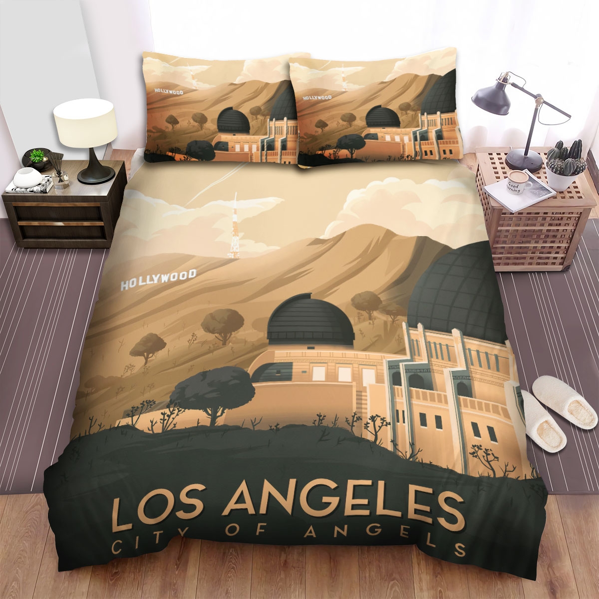 California Los Angeles City Of Angels Bed Sheets Spread Comforter Duvet Cover Bedding Set - Unique Anime Apparel for Fans