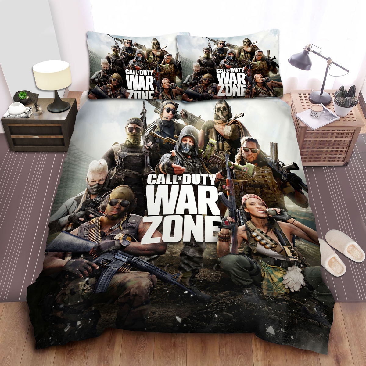 Call Of Duty Warzone Image Bed Sheets Spread Duvet Cover Bedding Set - Unique Anime Apparel for Fans